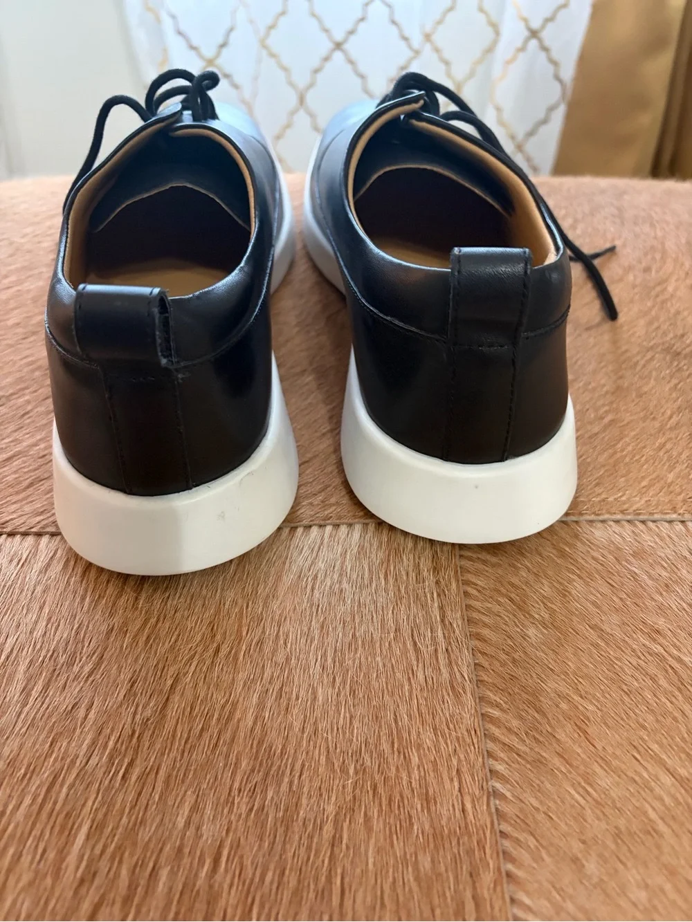 Express Black Leather Derby Shoes with White Sole